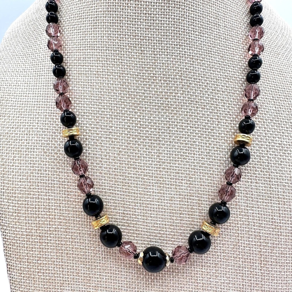 Vintage 90s Gold Tone Beaded Statement Necklace Boho Women's Classic Jewelry Y2K